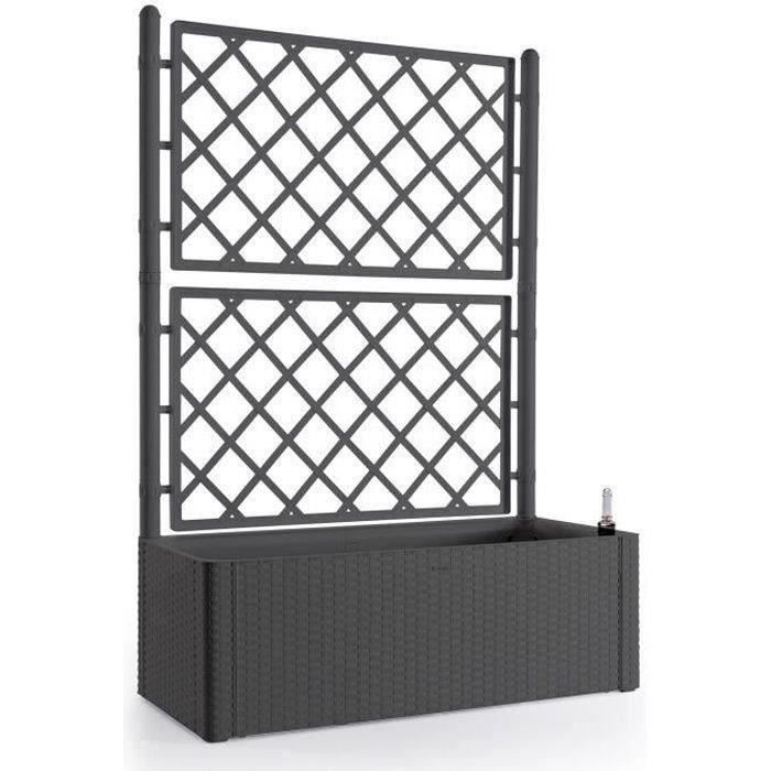 STEFANPLAST Natural Deluxe rechthoekige plantenbak met trellis - 100 x 43 x H 142 cm  - Antraciet