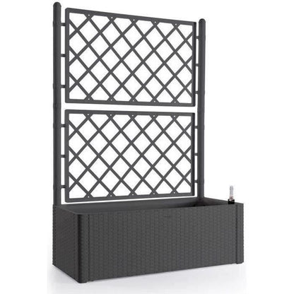 STEFANPLAST Natural Deluxe rechthoekige plantenbak met trellis - 100 x 43 x H 142 cm  - Antraciet
