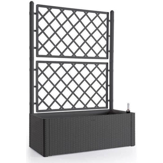 STEFANPLAST Natural Deluxe rechthoekige plantenbak met trellis - 100 x 43 x H 142 cm  - Antraciet