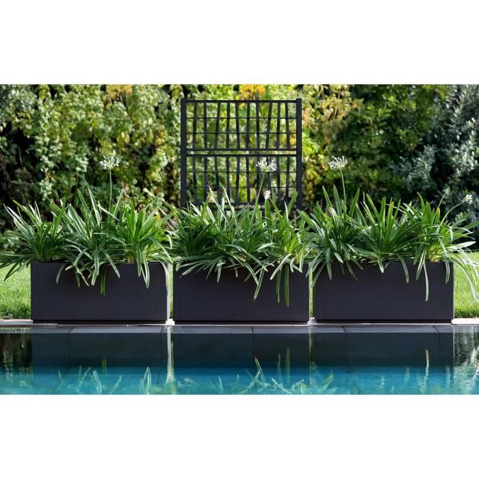 STEFANPLAST Ethica rechthoekige bloembak 80 cm met grafiet traliewerk - Home & Garden > Plants