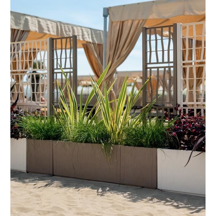 Flower box - ETHICA - Taupe - Square with trellis - 38 L - STEFANPLAST