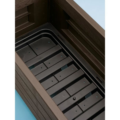 Rechthoekige bloembak met rooster - Houten afwerking - 100 x 43 x H 142 cm - 80 L - Moka