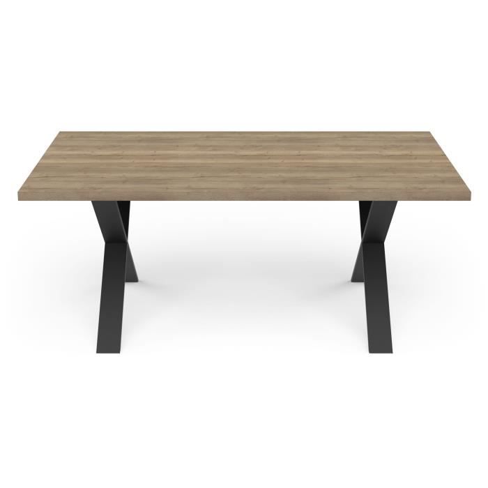 Table - STOUT - Rectangular - Halifax melamine decor - Matte black X-shaped leg - 6 places - 180 x 90 cm - DEMEYERE