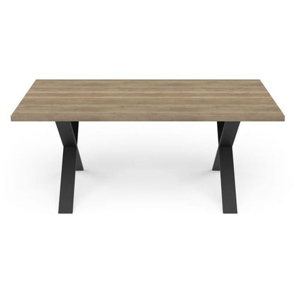 Table - STOUT - Rectangular - Halifax melamine decor - Matte black X-shaped leg - 6 places - 180 x 90 cm - DEMEYERE