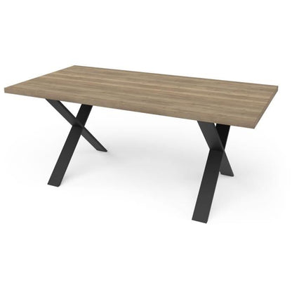Table - STOUT - Rectangular - Halifax melamine decor - Matte black X-shaped leg - 6 places - 180 x 90 cm - DEMEYERE