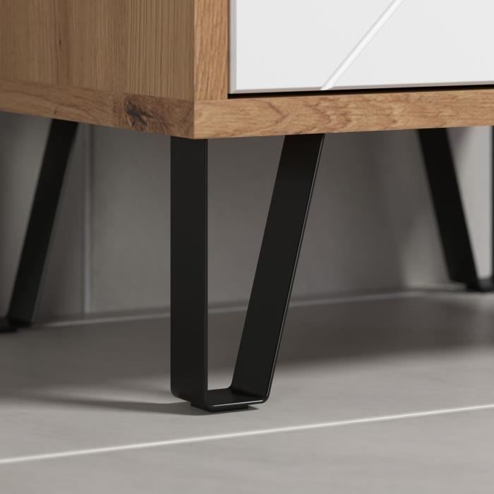 Hoge kast met twee deuren - TRENDTEAM - Touch-serie - wit/bruin - 36 cm lang