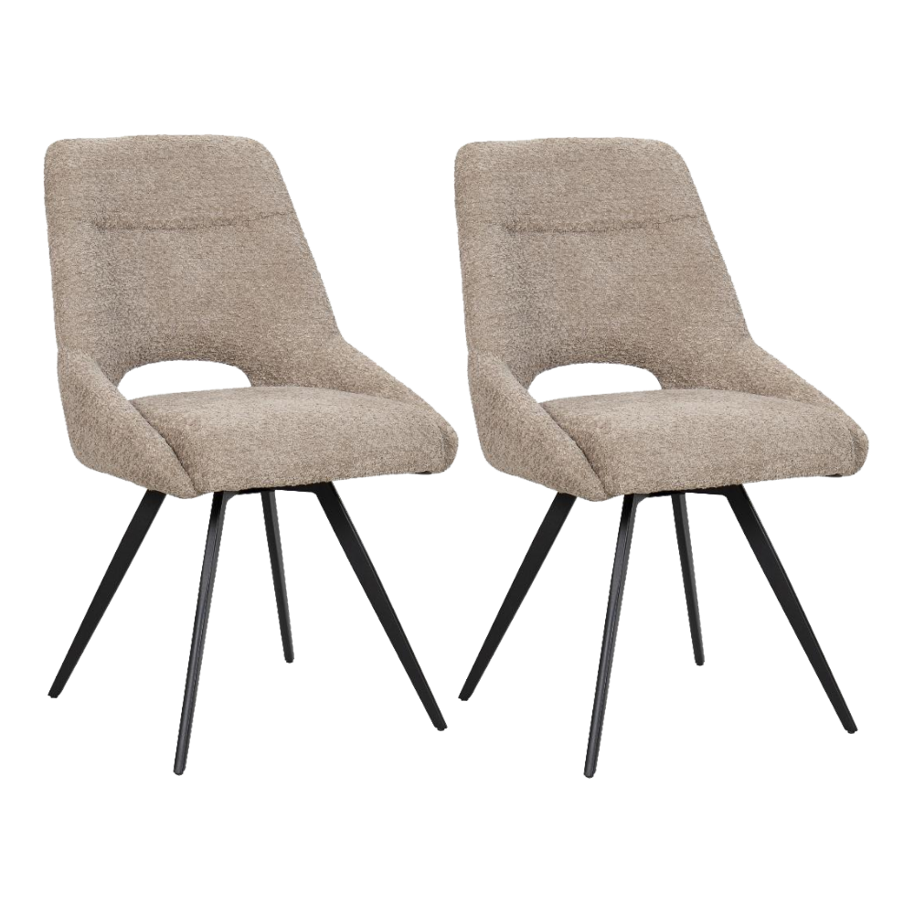 BukkitBow – Eetkamerstoel / Keukenstoel - Geschikt als Make-up Stoel - Chenille Stof & Metalen Onderstel Taupe 2 Taupe 2 Eetkamerstoel BukkitBow