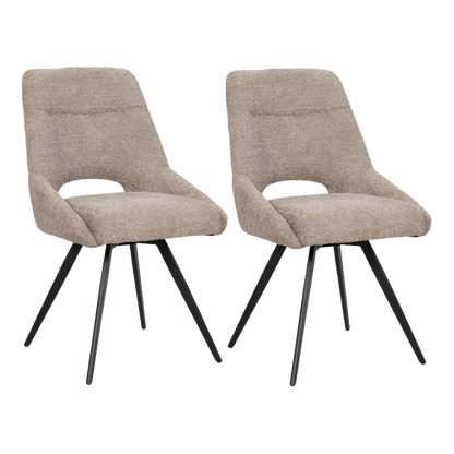 BukkitBow – Eetkamerstoel / Keukenstoel - Geschikt als Make-up Stoel - Chenille Stof & Metalen Onderstel Taupe 2 Taupe 2 Eetkamerstoel BukkitBow