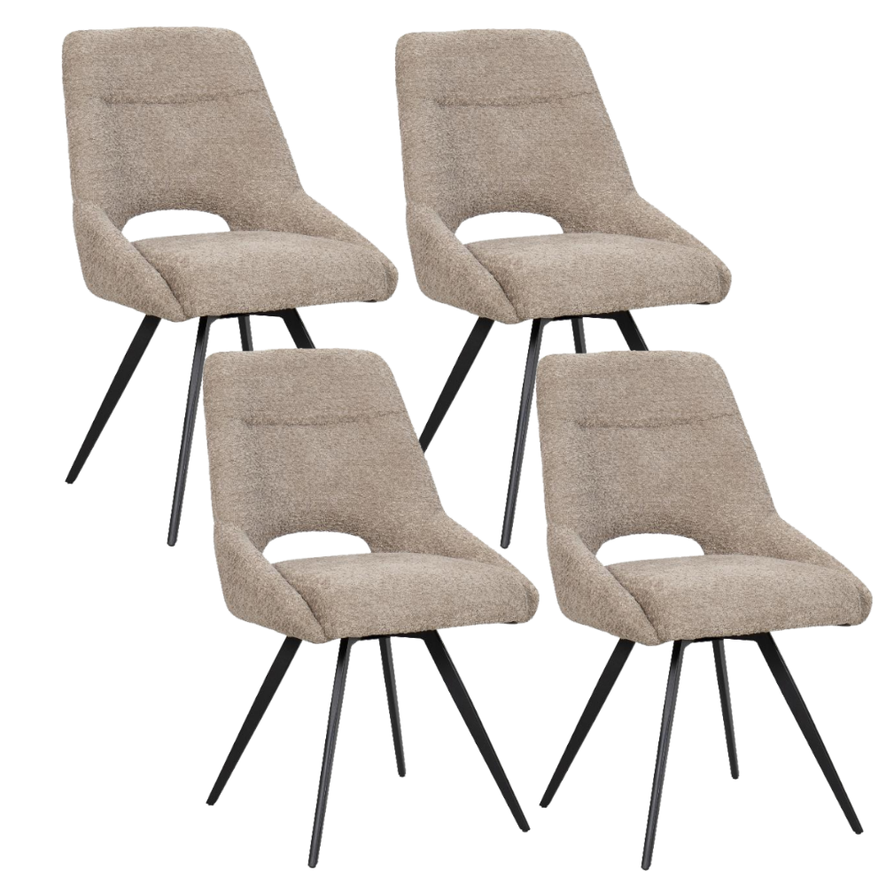 BukkitBow – Eetkamerstoel / Keukenstoel - Geschikt als Make-up Stoel - Chenille Stof & Metalen Onderstel Taupe 4 Taupe 4 Eetkamerstoel BukkitBow