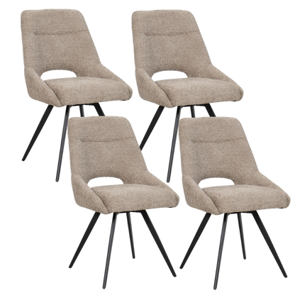 BukkitBow – Eetkamerstoel / Keukenstoel - Geschikt als Make-up Stoel - Chenille Stof & Metalen Onderstel Taupe 4 Taupe 4 Eetkamerstoel BukkitBow