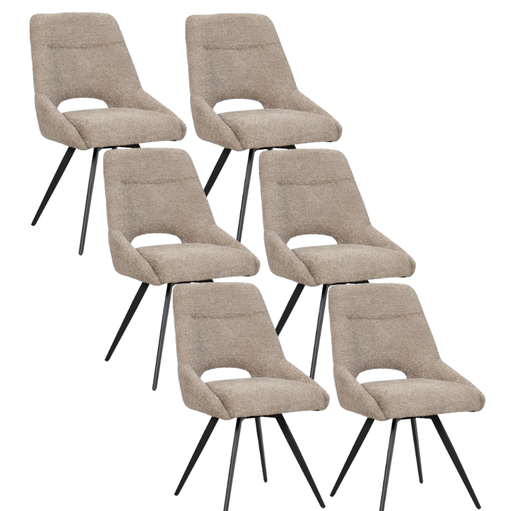 BukkitBow – Eetkamerstoel / Keukenstoel - Geschikt als Make-up Stoel - Chenille Stof & Metalen Onderstel Taupe 6 Taupe 6 Eetkamerstoel BukkitBow