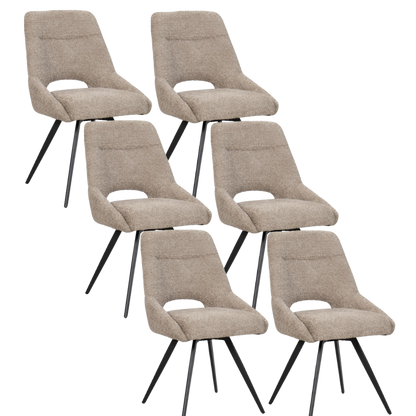 BukkitBow – Eetkamerstoel / Keukenstoel - Geschikt als Make-up Stoel - Chenille Stof & Metalen Onderstel Taupe 6 Taupe 6 Eetkamerstoel BukkitBow