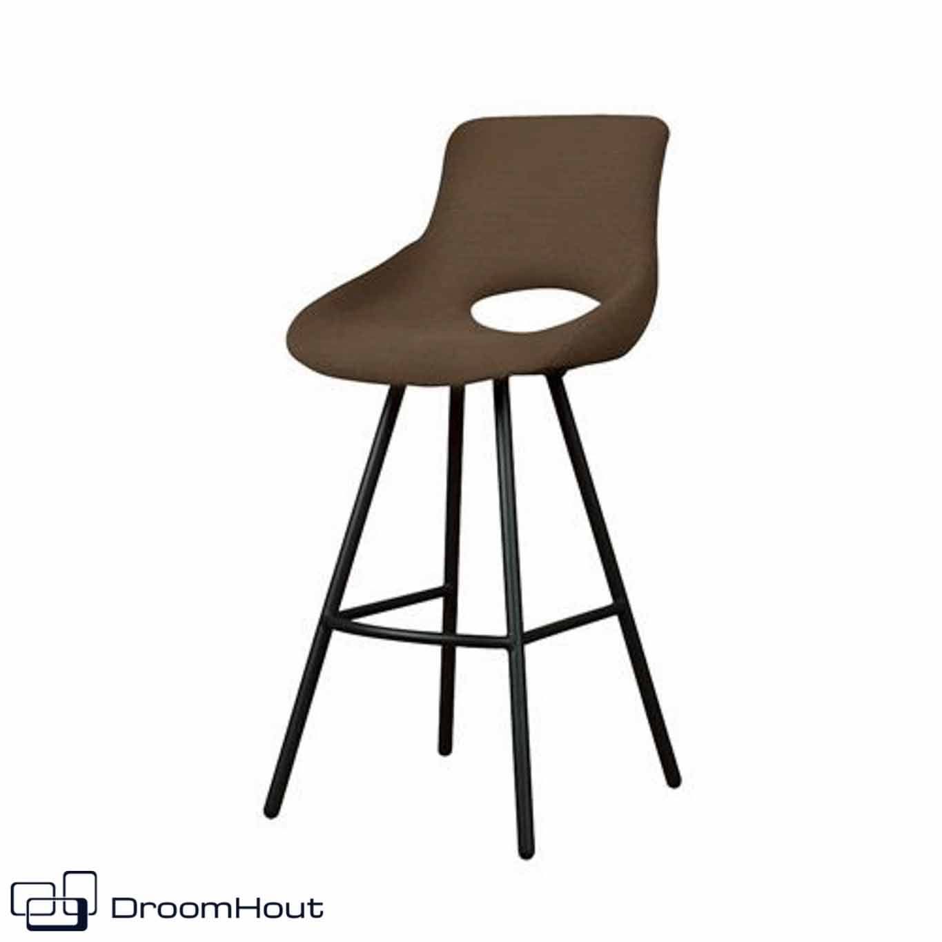 Barkruk Laag Tower Living Campo Teddy Stof Met Zwart Onderstel donkerbruin donkerbruin Barkrukken DroomHout