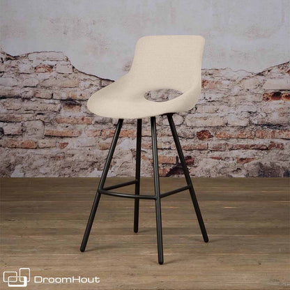 Barkruk Laag Tower Living Campo Teddy Stof Met Zwart Onderstel wit wit Barkrukken DroomHout