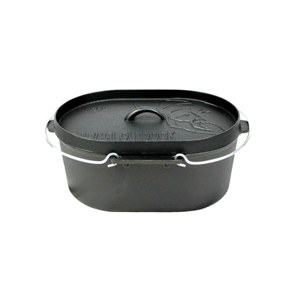 Gietijzeren braadpan (Dutch oven) met grilldeksel, ovaal, 9 liter Valhal