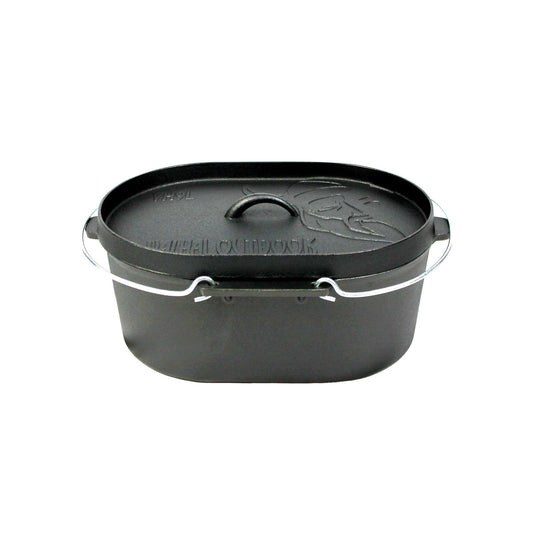 Gietijzeren braadpan (Dutch oven) met grilldeksel, ovaal, 9 liter Valhal