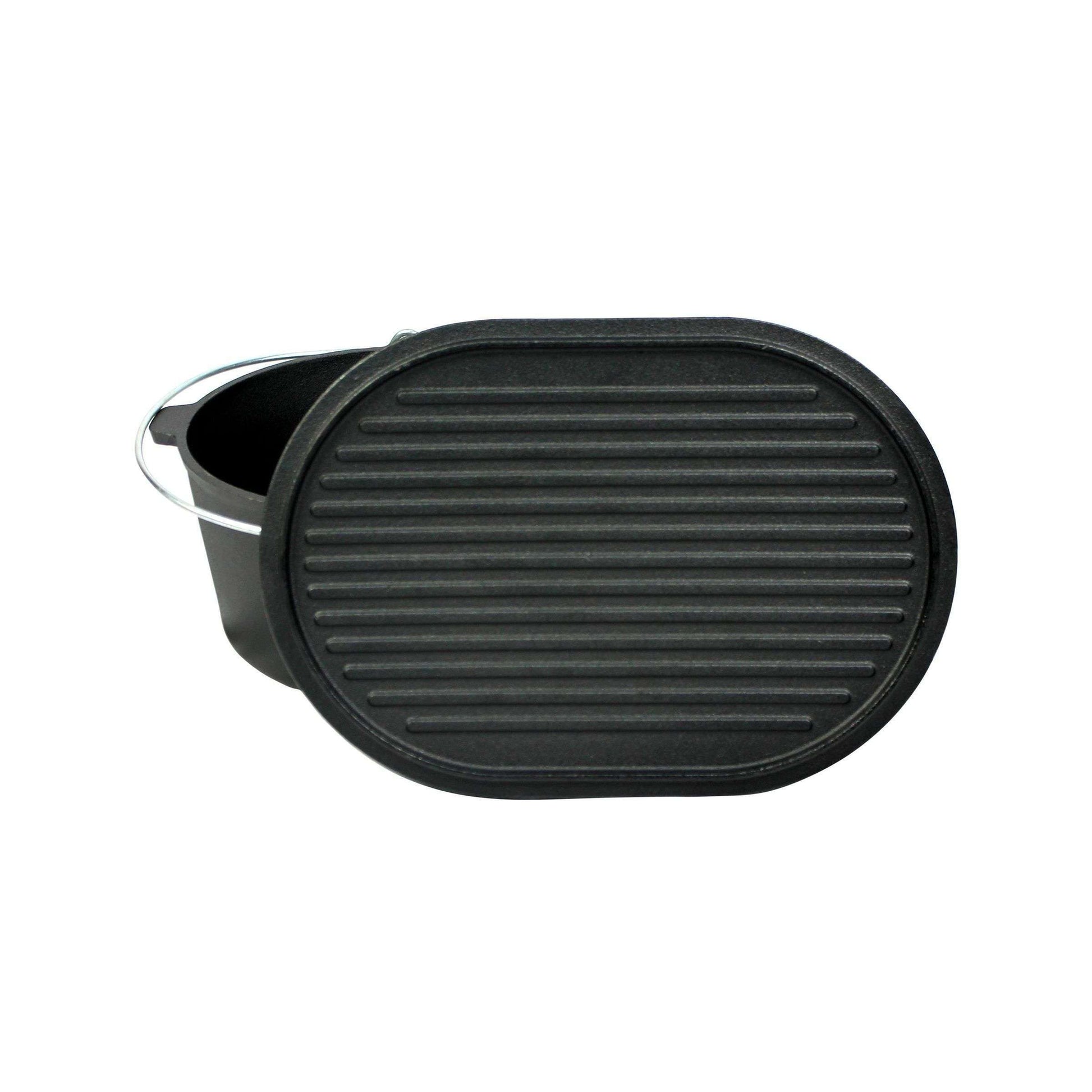 Gietijzeren braadpan (Dutch oven) met grilldeksel, ovaal, 9 liter Valhal