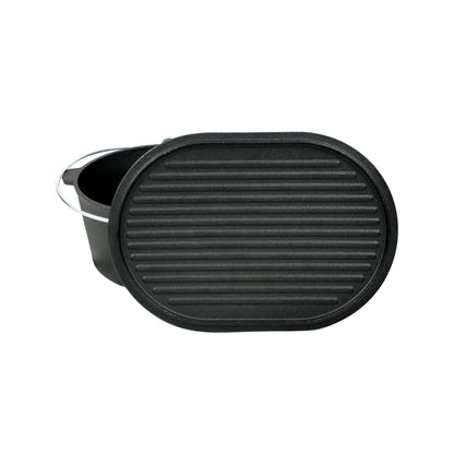 Gietijzeren braadpan (Dutch oven) met grilldeksel, ovaal, 9 liter Valhal