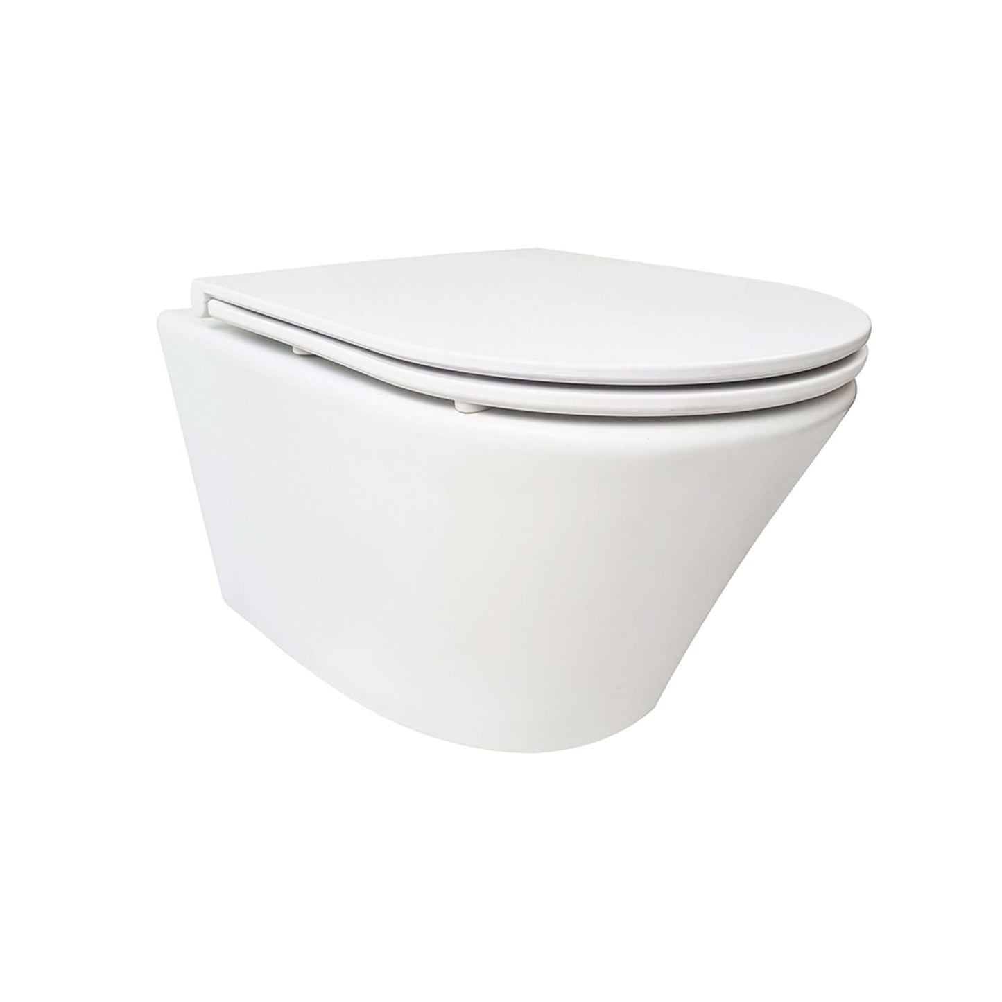 Vesta randloos wandtoilet Tornado Wiesbaden Flush 47 cm met Soft Close Flatline toiletbril in mat wit