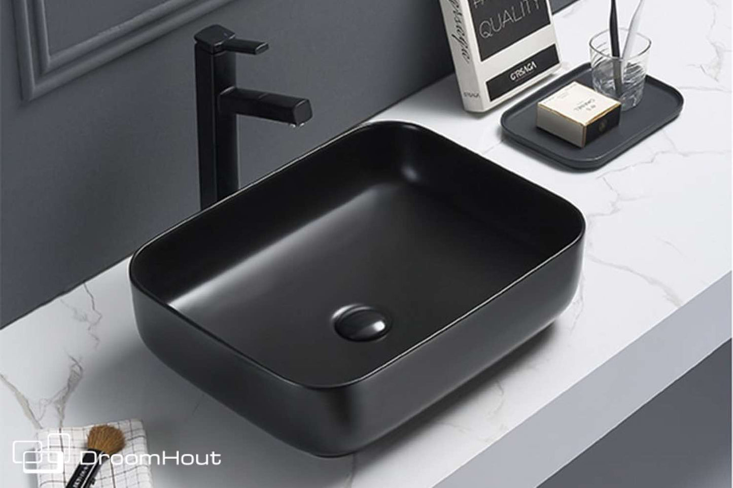 Waskom Minerva Color Line Beschikbaar In Zeven Kleuren zwart mat zwart mat Badkamermeubel DroomHout