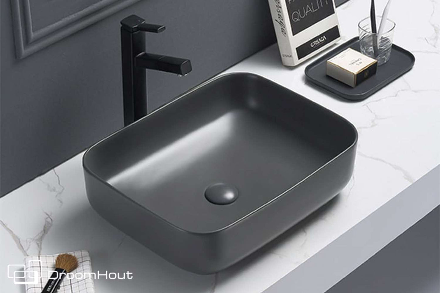 Waskom Minerva Color Line Beschikbaar In Zeven Kleuren antraciet mat antraciet mat Badkamermeubel DroomHout