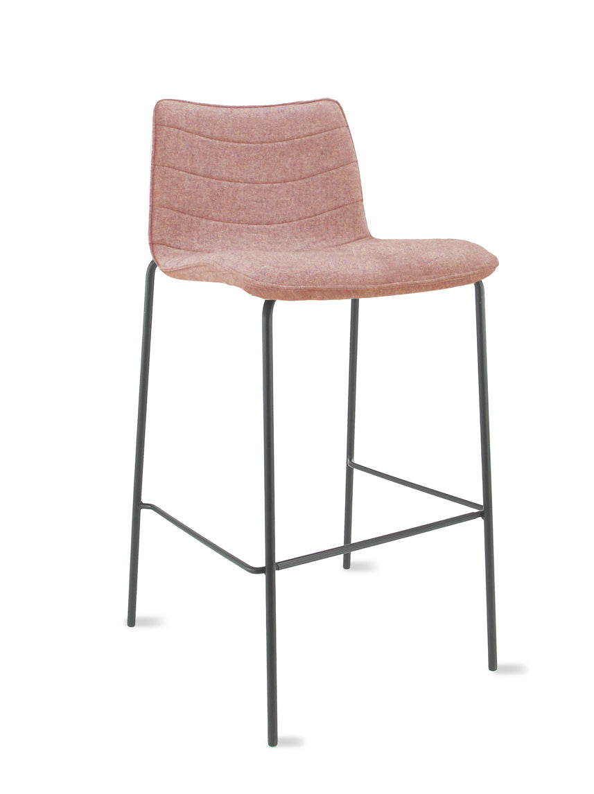 Workliving Werkwoon Verona Barkruk 75 cm - Wolvilt Fenice 152 zachtroze - frame zwart -