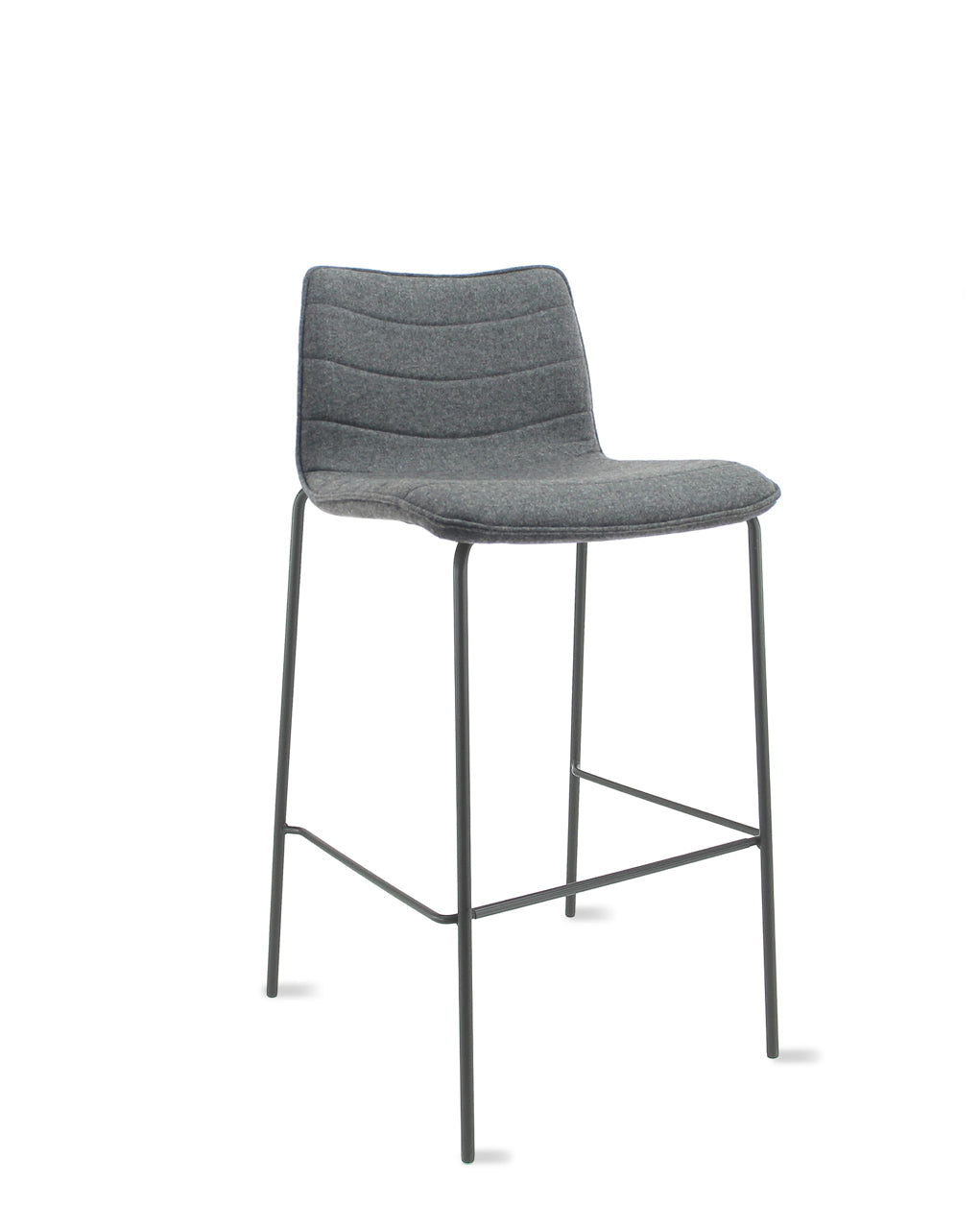 Workliving Werkwoon Verona Barkruk 75 cm - Wolvilt Fenice 602 middengrijs - frame zwart -