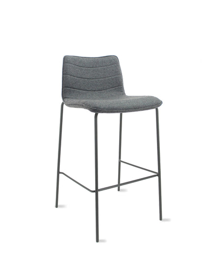 Workliving Werkwoon Verona Barkruk 75 cm - Wolvilt Fenice 602 middengrijs - frame zwart -