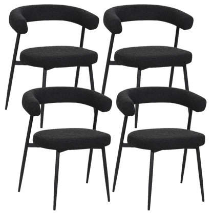 BukkitBow – Eetkamerstoel / Keukenstoel - Geschikt als Make-up Stoel - Chenille Stof & Metalen Onderstel - Open Design