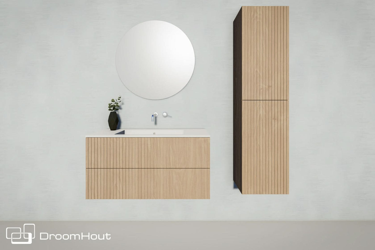 Houten badkamerkast Palm en Wave DroomHout