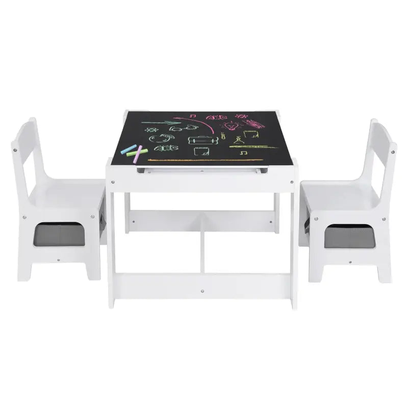 BukkitBow - 3-in-1 Kinder Activiteitstafel / Kindertafel Set - Met Omdraaibaar Schoolbord en Ingebouwde Opslagruimte - Veilig Design - 63x63x51cm