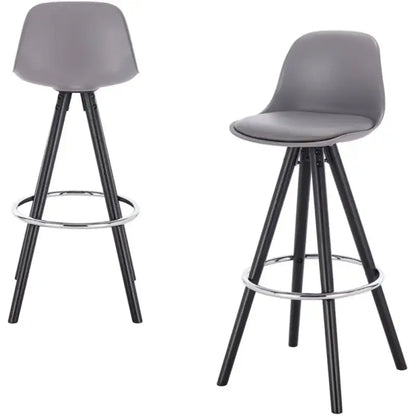 BukkitBow - Barkruk - Kruk van Massief Hout en Kunststof met Synthetisch Leer of Linnen - Ergonomisch & Duurzaam Grijs Met Zwart Poten (Leder) Grijs Met Zwart Poten (Leder) Barkruk BukkitBow