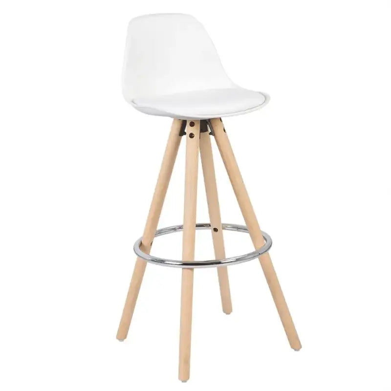 BukkitBow - Barkruk - Kruk van Massief Hout en Kunststof met Synthetisch Leer of Linnen - Ergonomisch & Duurzaam Wit (Leder) Wit (Leder) Barkruk BukkitBow