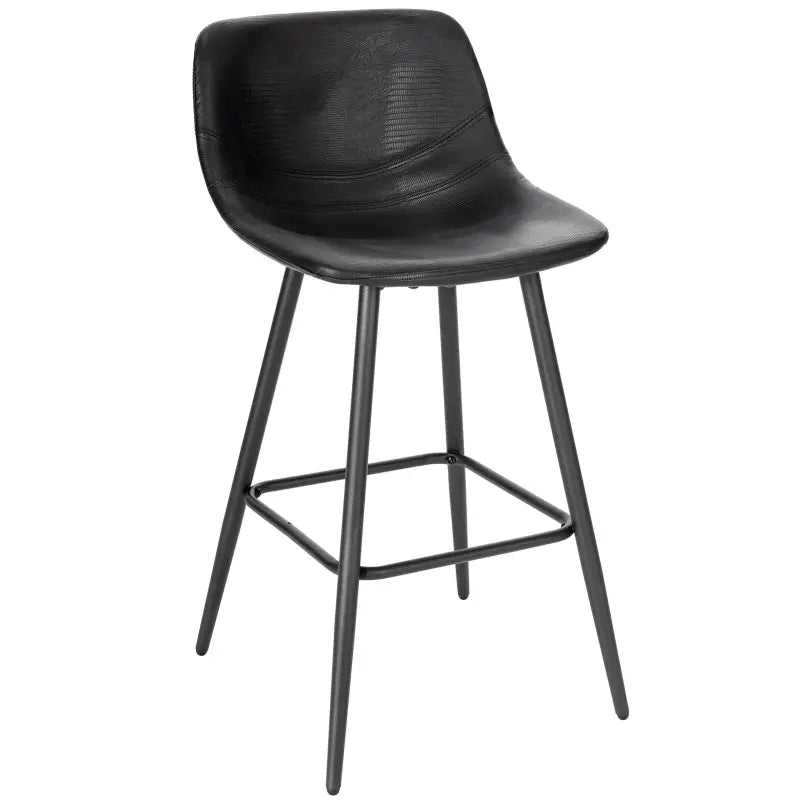 BukkitBow - Barkruk - Synthetisch Leer en Metaal - Ergonomisch met Voetsteun - Verstelbare Vloerdoppen - 43x63x33 cm