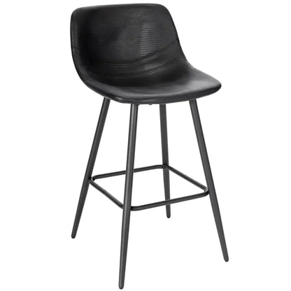 BukkitBow - Barkruk - Synthetisch Leer en Metaal - Ergonomisch met Voetsteun - Verstelbare Vloerdoppen - 43x63x33 cm