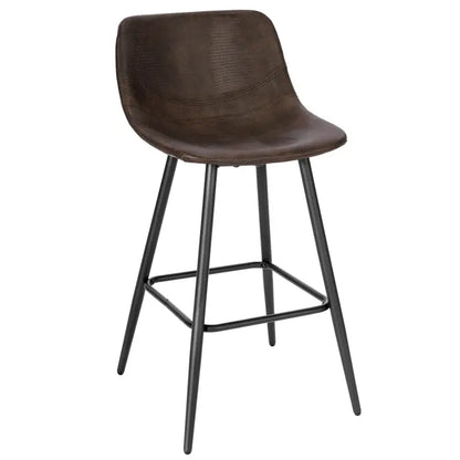 BukkitBow - Barkruk - Synthetisch Leer en Metaal - Ergonomisch met Voetsteun - Verstelbare Vloerdoppen - 43x63x33 cm