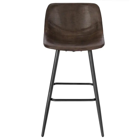 BukkitBow - Barkruk - Synthetisch Leer en Metaal - Ergonomisch met Voetsteun - Verstelbare Vloerdoppen - 43x63x33 cm