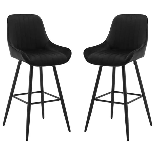 BukkitBow - Barkrukken met Rugleuning en Voetensteun - Bistro/Restaurant Look - Set 2 Stuks