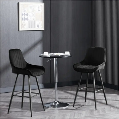 BukkitBow - Barkrukken met Rugleuning en Voetensteun - Bistro/Restaurant Look - Set 2 Stuks