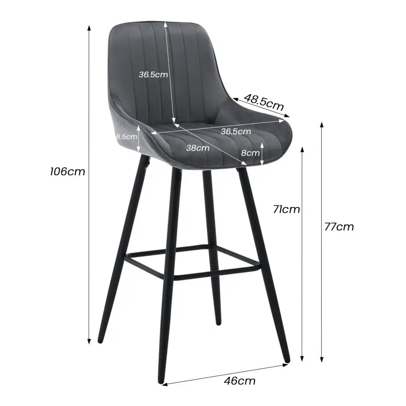 BukkitBow - Barkrukken met Rugleuning en Voetensteun - Bistro/Restaurant Look - Set 2 Stuks