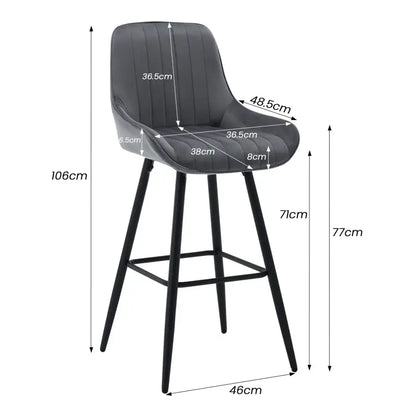 BukkitBow - Barkrukken met Rugleuning en Voetensteun - Bistro/Restaurant Look - Set 2 Stuks