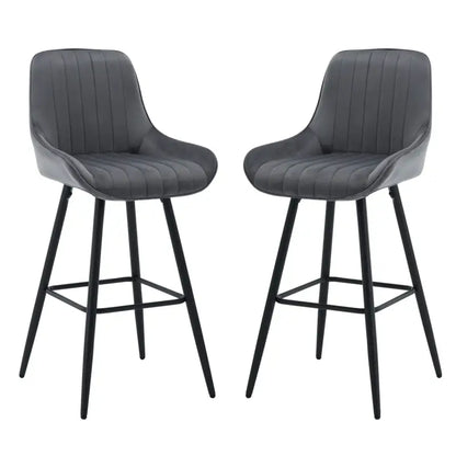 BukkitBow - Barkrukken met Rugleuning en Voetensteun - Bistro/Restaurant Look - Set 2 Stuks