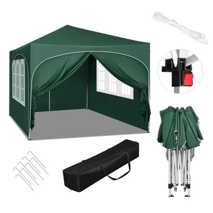 Partytent met Zijwanden en Ronde Rand – Opvouwbare Tent – Waterdicht en Weersbestendig – Tuinpaviljoen - 300 x 300 cm