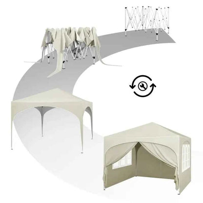 Partytent met Zijwanden en Ronde Rand – Opvouwbare Tent – Waterdicht en Weersbestendig – Tuinpaviljoen - 300 x 300 cm