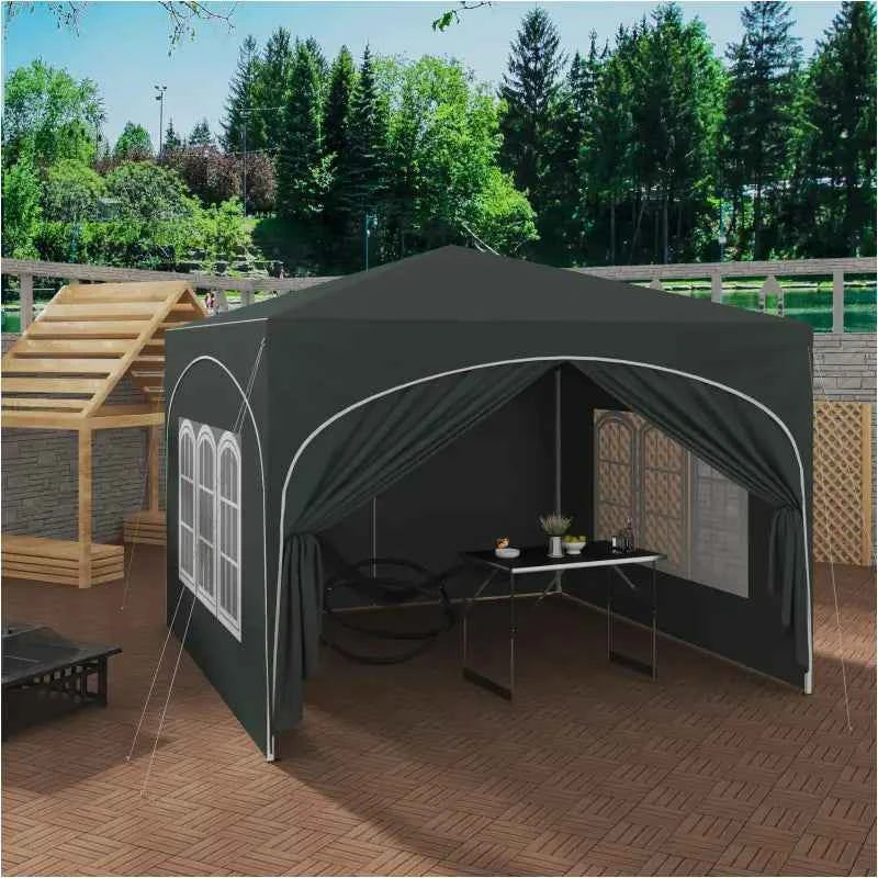 Partytent met Zijwanden en Ronde Rand – Opvouwbare Tent – Waterdicht en Weersbestendig – Tuinpaviljoen - 300 x 300 cm