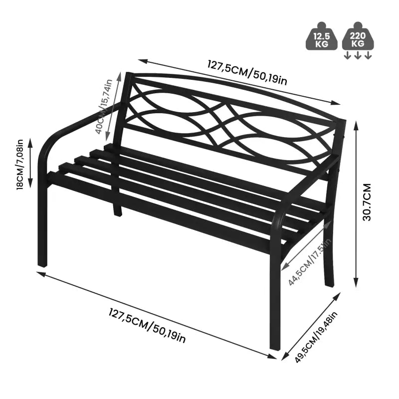 Tuinbank  - Weerbestendig - 2-3 Personen - 127x83x60cm