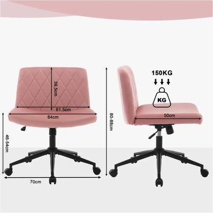 BukkitBow - Bureaustoel - Fluweel en Metaal - Ergonomisch - Verstelbaar - Zonder Armleuning