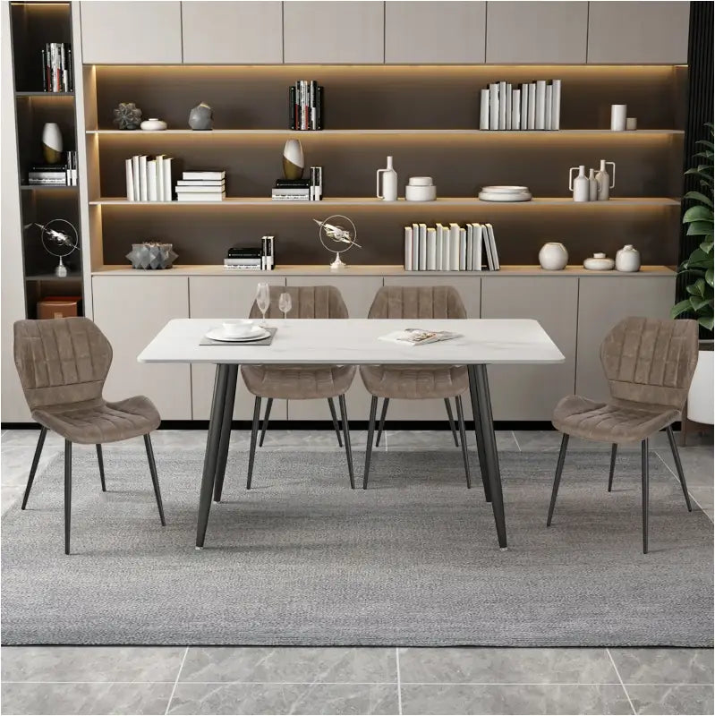 BukkitBow - Comfortabele Eetkamerstoelen - Faux Leer of Fluweel - Stabiel Metaal - Ergonomisch Ontwerp - Zithoogte: 45CM