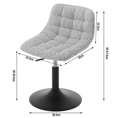 BukkitBow - Draaibare Barkruk - Fluweel of Chenille met Poot van Staal - Verstelbaar - 20 kg Draagvermogen