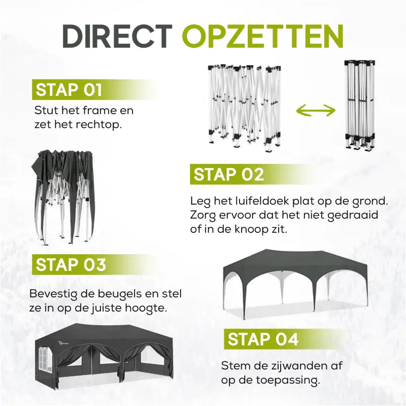 Dubbele Partytent Zijwanden 3x6m Opvouwbaar Waterdicht Weerbestendig BukkitBow Partytent BukkitBow